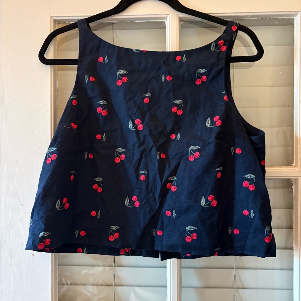 gap cherry cropped linen cotton tank